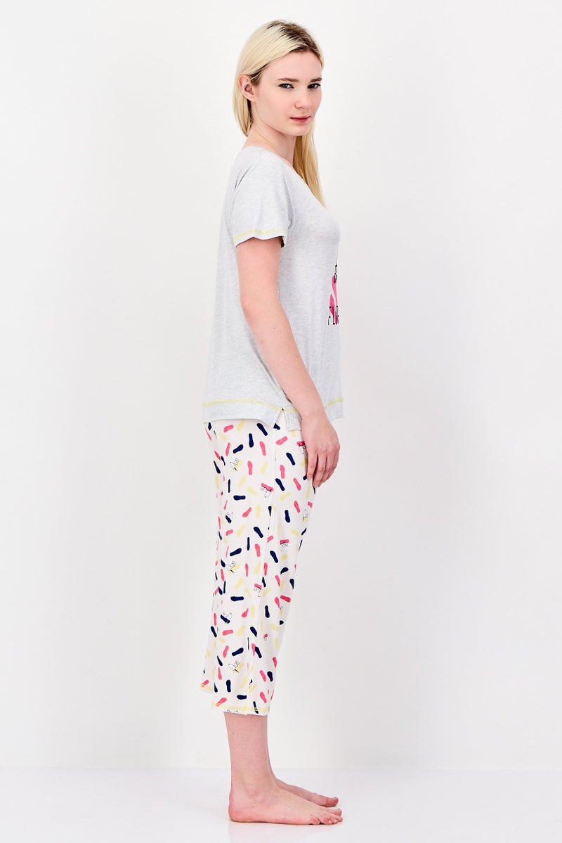 Peanuts Women 2 Pieces Graphic Print T-Shirt And Shorts Pajama Set, Multicolor - Image 3